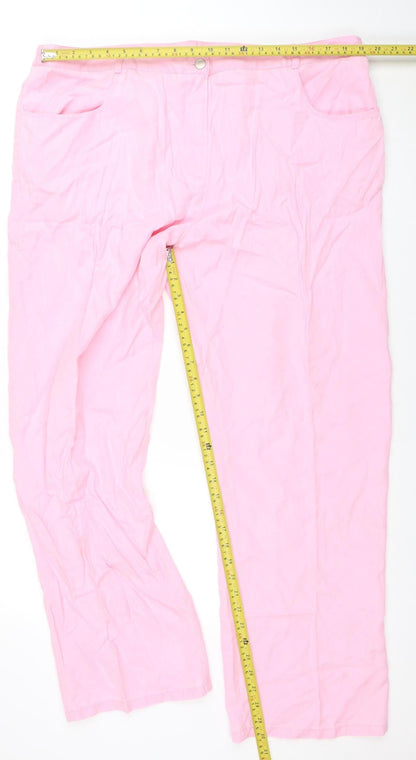 Womens UK Size 20 Ann Harvey Relaxed Fit CasualTravel Pink Trousers