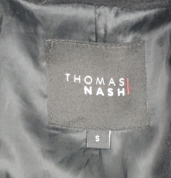 Mens UK Size S Thomas Nash Black Overcoat