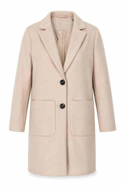 New Look Petite Beige Long Coat Women’s Size 6 Classic Style