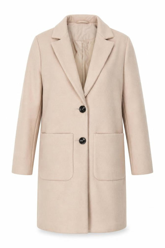 New Look Petite Beige Long Coat Women’s Size 6 Classic Style