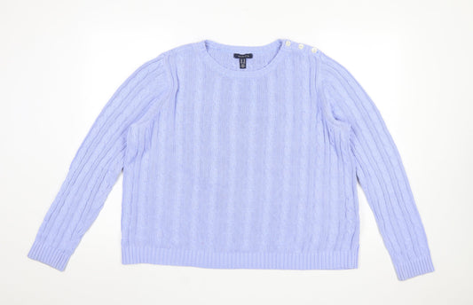 Lands' End Women's Purple Cable-Knit Cotton Jumper XL