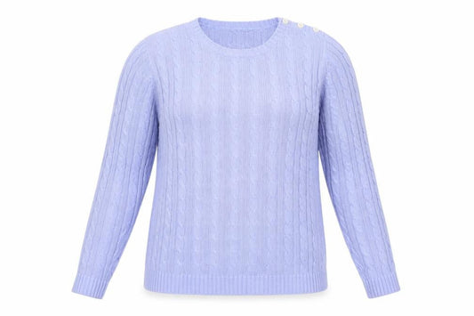 Lands' End Women's Purple Cable-Knit Cotton Jumper XL