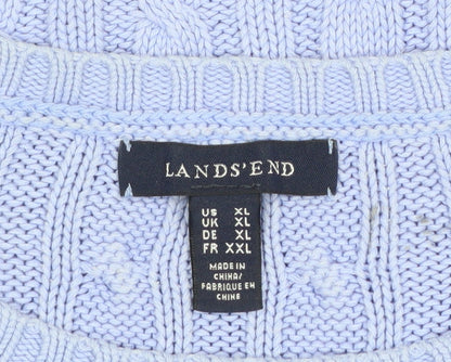 Lands' End Women's Purple Cable-Knit Cotton Jumper XL