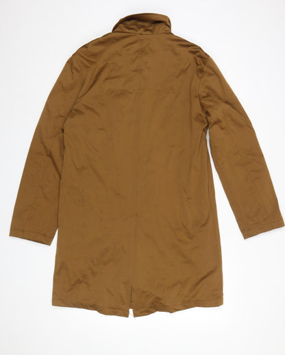 Zara Man Brown Mid-Length Overcoat Men's M 40in Polyester