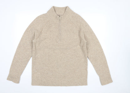 Mens UK Size M Country Road Beige 1/2 Zip Jumper