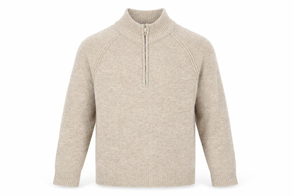Mens UK Size M Country Road Beige 1/2 Zip Jumper