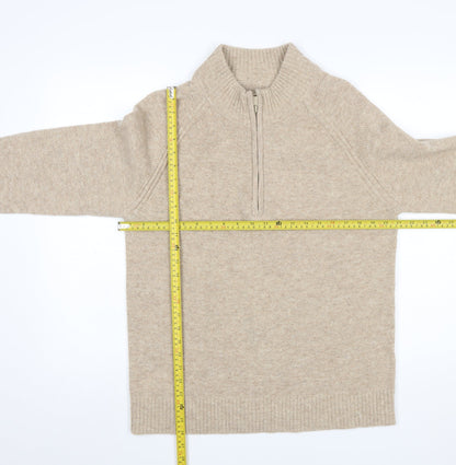Mens UK Size M Country Road Beige 1/2 Zip Jumper