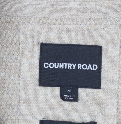 Mens UK Size M Country Road Beige 1/2 Zip Jumper