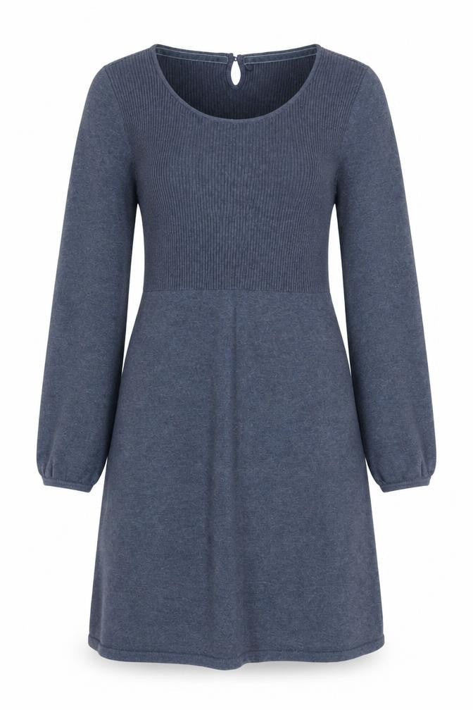 Fat Face Women's Blue Size 12 Knit Jumper Dress Long Sleeve Cotton