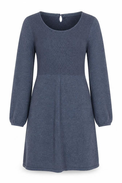 Fat Face Women's Blue Size 12 Knit Jumper Dress Long Sleeve Cotton