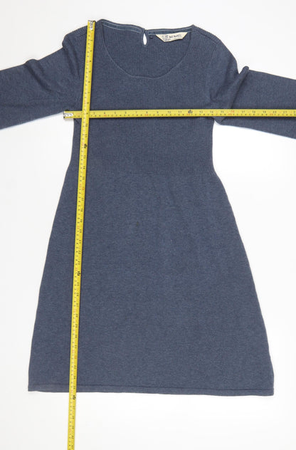 Fat Face Women's Blue Size 12 Knit Jumper Dress Long Sleeve Cotton