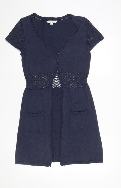 Womens UK Size 8 Fat Face Blue Cardigan Jumper
