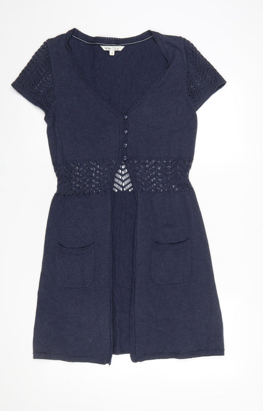Womens UK Size 8 Fat Face Blue Cardigan Jumper