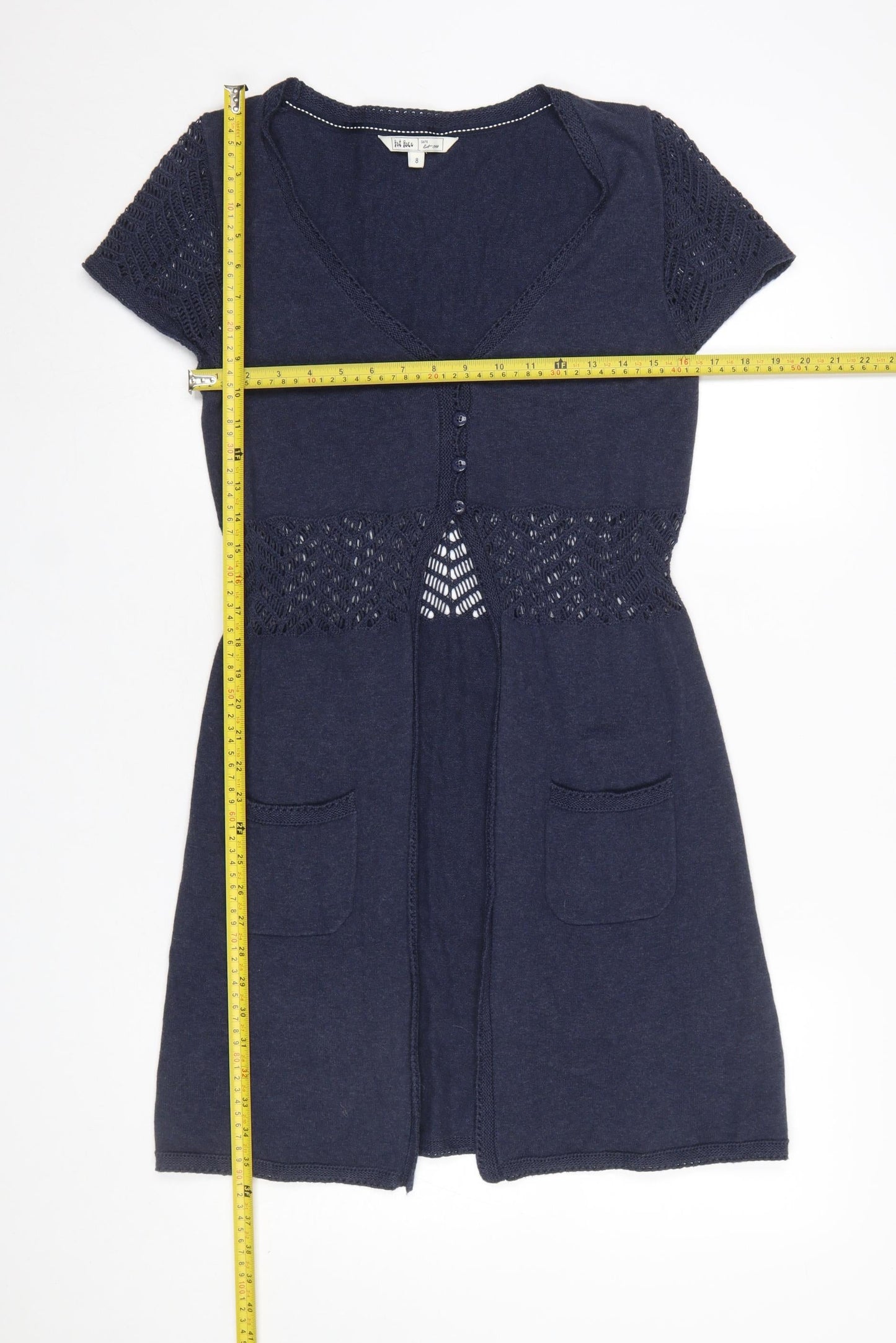 Womens UK Size 8 Fat Face Blue Cardigan Jumper