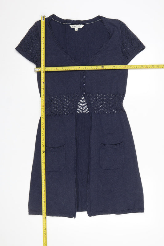 Womens UK Size 8 Fat Face Blue Cardigan Jumper