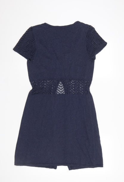 Womens UK Size 8 Fat Face Blue Cardigan Jumper