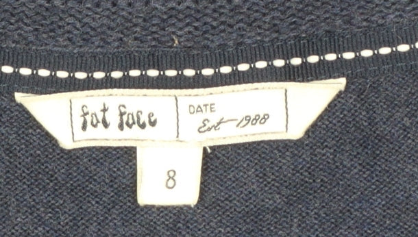 Womens UK Size 8 Fat Face Blue Cardigan Jumper