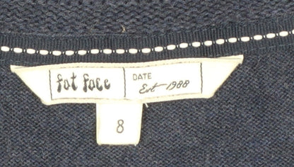 Womens UK Size 8 Fat Face Blue Cardigan Jumper