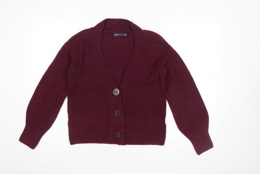 Marks and Spencer Women's Red XS V-Neck Buttoned Cardigan