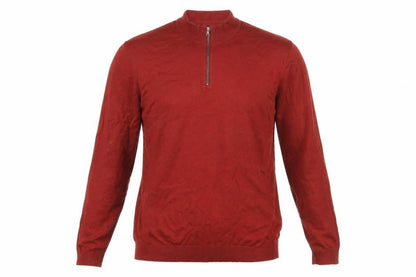 Marks and Spencer Men's Red 1/2 Zip Cotton Jumper Size L