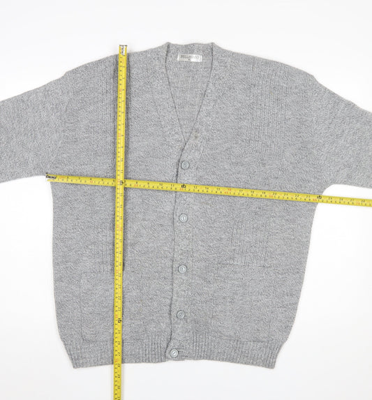 Bellisimo Men's Grey Acrylic V-Neck Button Cardigan XL