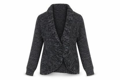 Bongo Womens Grey Chunky Knit Open Cardigan Size M