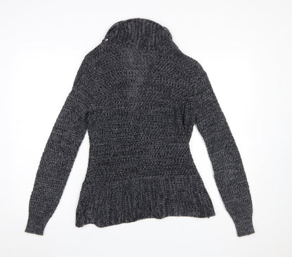 Bongo Womens Grey Chunky Knit Open Cardigan Size M