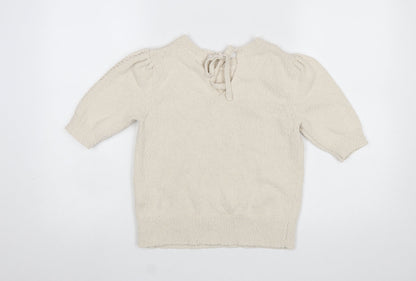 Marks and Spencer Women Beige XS Puff Sleeve Knit Jumper