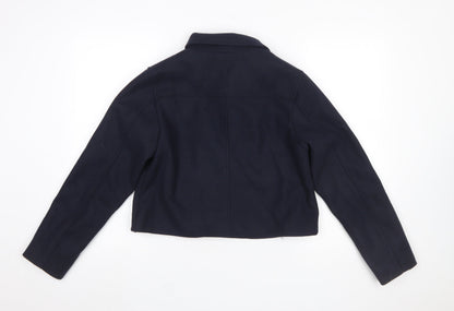 Zara Women’s Blue Cropped Button Jacket Size 8 Polyester Lined