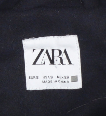 Zara Women’s Blue Cropped Button Jacket Size 8 Polyester Lined
