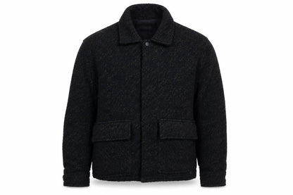 Folk Men Black L Basic Jacket Polyester Casual Mid-Length