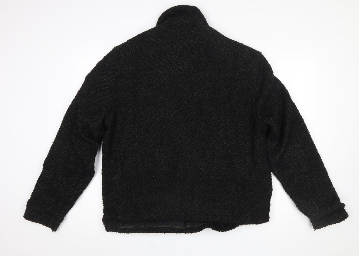 Folk Men Black L Basic Jacket Polyester Casual Mid-Length