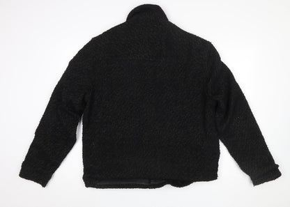 Folk Men Black L Basic Jacket Polyester Casual Mid-Length