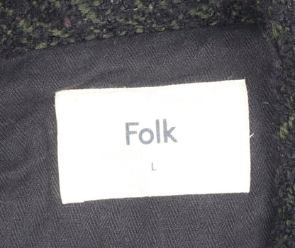 Folk Men Black L Basic Jacket Polyester Casual Mid-Length