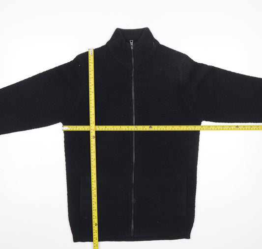 Marks and Spencer Men's Black Full Zip Acrylic Jumper Size S