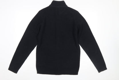 Marks and Spencer Men's Black Full Zip Acrylic Jumper Size S