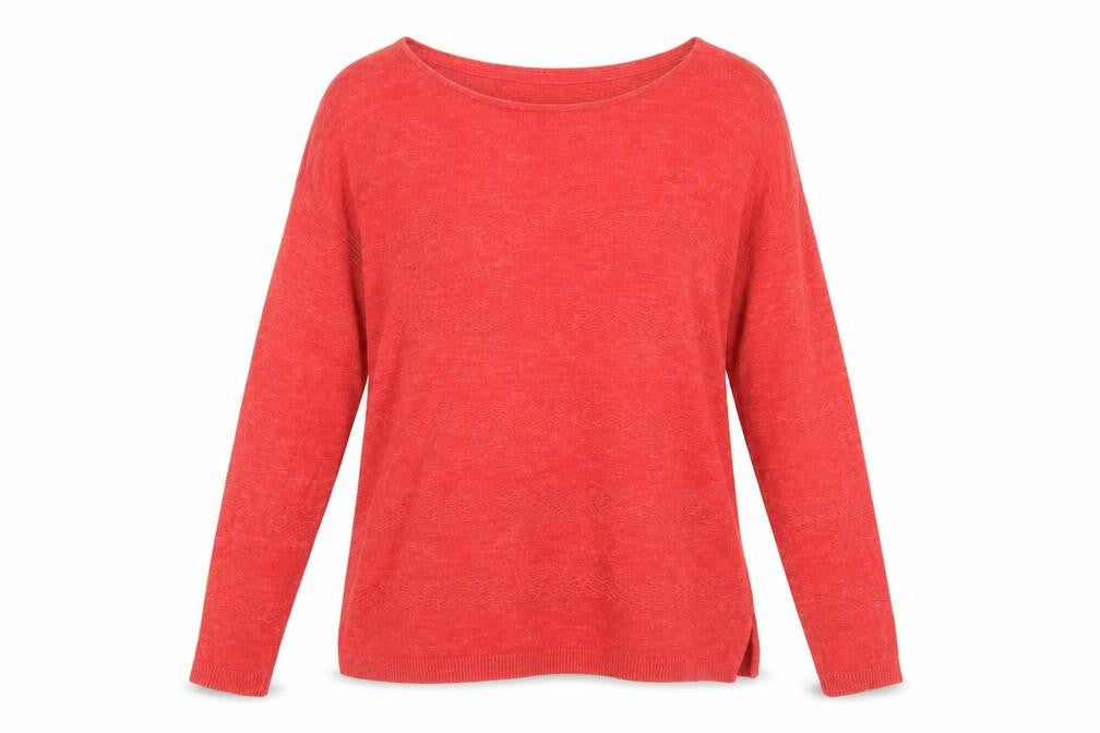 FatFace Women Red Cotton Crew Neck Long Sleeve Pullover Jumper Size 8