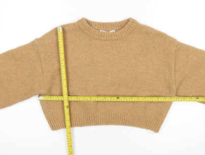 ZARA Women Beige Wool Blend Balloon Sleeve Knit Jumper L