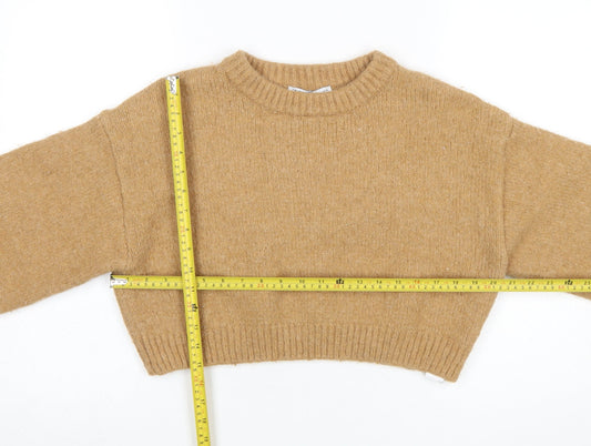 ZARA Women Beige Wool Blend Balloon Sleeve Knit Jumper L