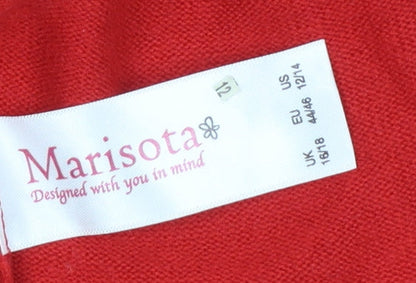 Womens UK Size 16/18 Marisota Red Cardigan Jumper