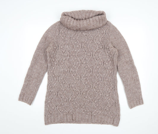 Marks and Spencer Womens Pink Roll Neck Chunky Knit Jumper UK 12