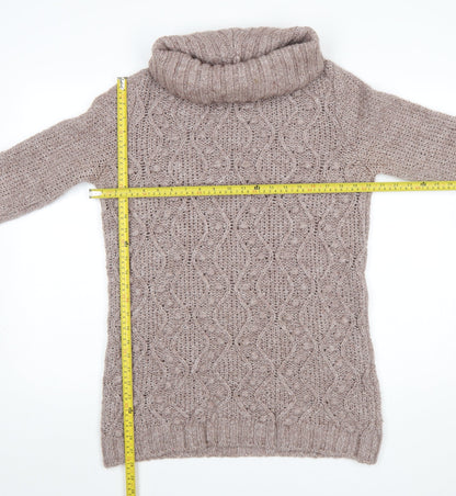 Marks and Spencer Womens Pink Roll Neck Chunky Knit Jumper UK 12