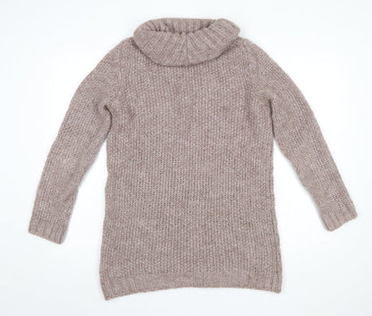 Marks and Spencer Womens Pink Roll Neck Chunky Knit Jumper UK 12