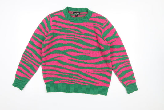 QED London Women's Multicoloured Animal Print Knit Jumper Size S