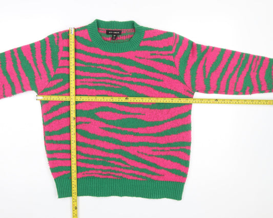 QED London Women's Multicoloured Animal Print Knit Jumper Size S