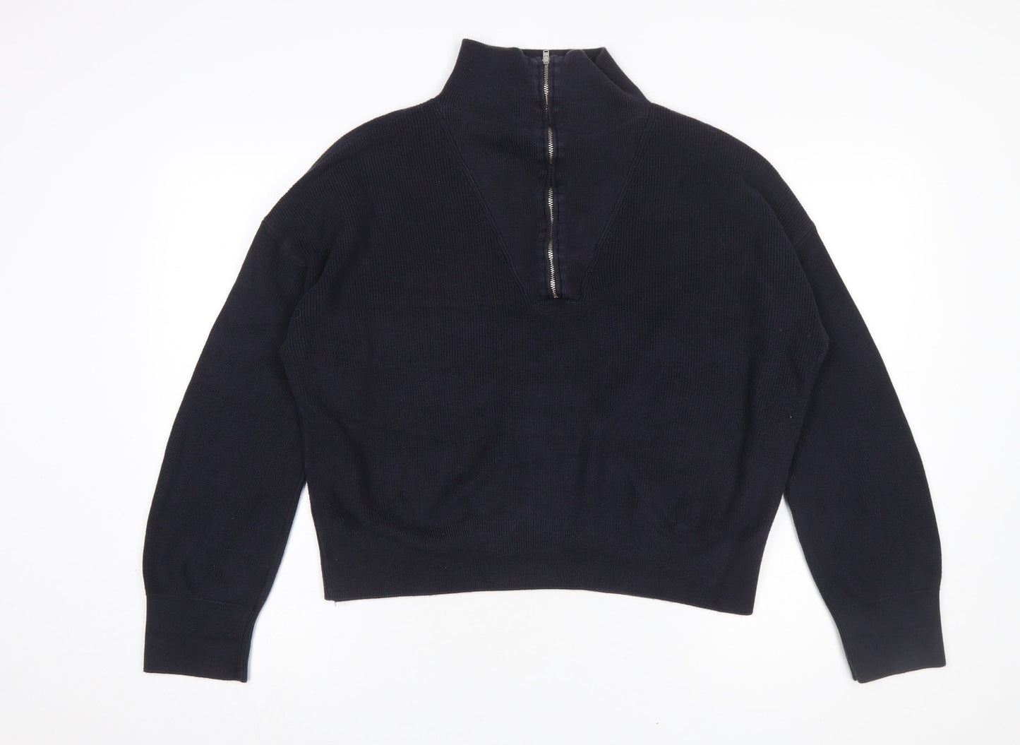 Womens UK Size S French Connection Black 1/2 Zip Jumper