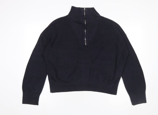 Womens UK Size S French Connection Black 1/2 Zip Jumper