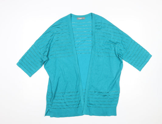 Nutmeg Women Green Size 14 Open Knit Cardigan