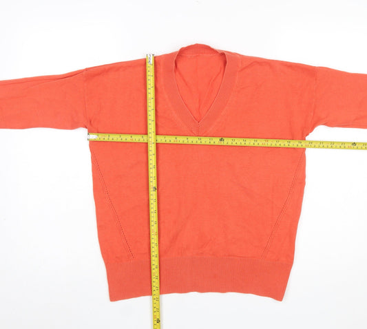 Marks and Spencer Women Orange V-Neck Cotton Jumper Size S