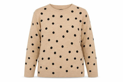 Marks and Spencer Women Beige Polka Dot Acrylic Jumper M